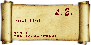 Loidl Etel névjegykártya